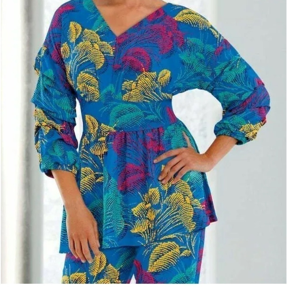 🔥ASHRO, Obiani Pant Set,Vibrant & Absolutely Stunning,Vacation Perfect, Size 2X - Picture 2 of 4